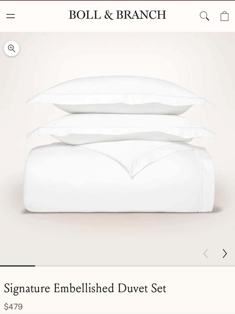 Boll and Branch White Signature Embellished Duvet Set - King